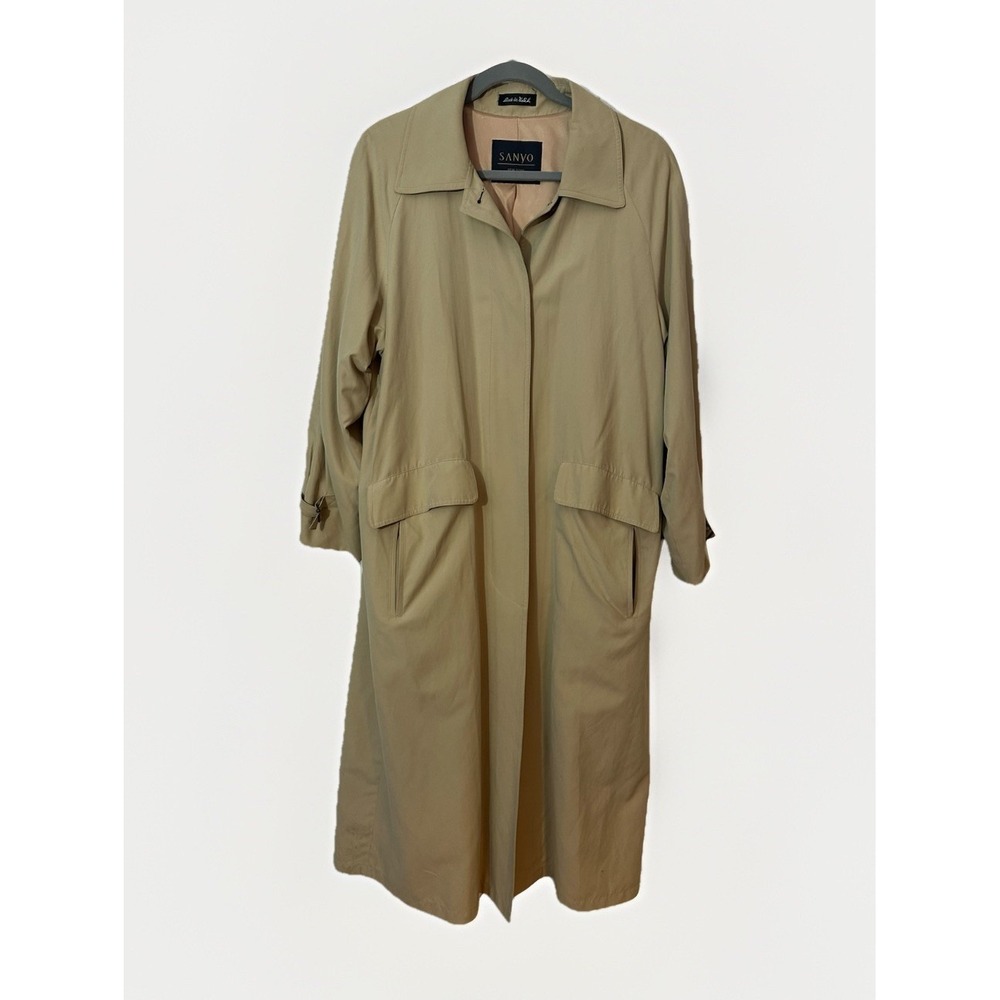 VTG Sanyo Tokyo New York Trench Coat USA Sz 12 Beige Khaki